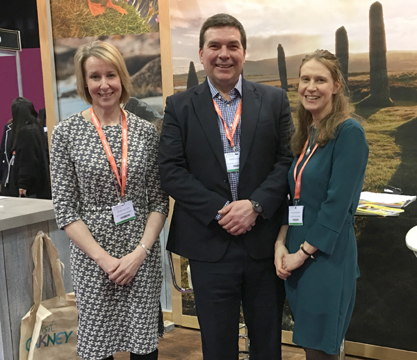 Destination Orkney CEO Ms Tulloch chair Mr Chrichton and travel trade consultant Ms Hogarth